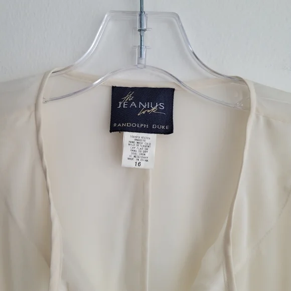 RANDOLPH DUKE Sheer Off White Beaded Boho Flounce Top - Picture 2 of 6